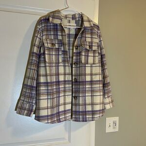 NWOT Tribal Jeans Purple Plaid Shacket